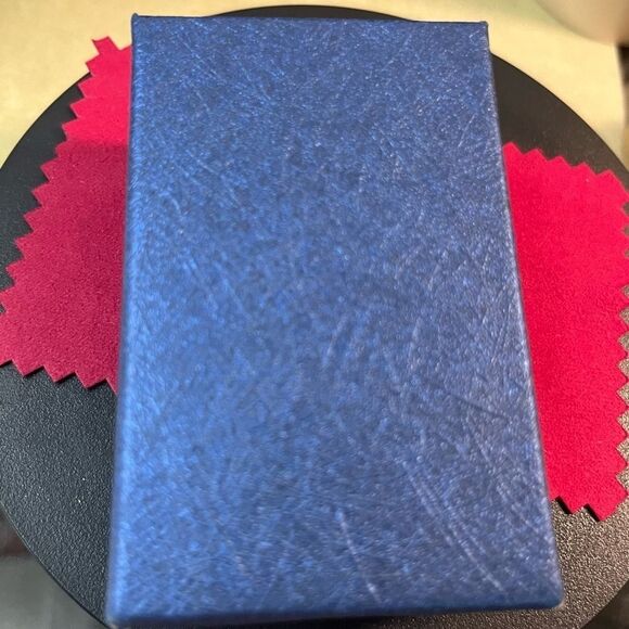 Blue Star Sapphire & Natural White Zircon Dangle Earrings Platinum / Sterling - Picture 9 of 9